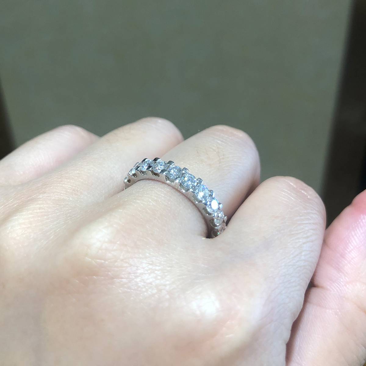 3.0mm lined ring S925 silver plated platinum customized option, secondary stone moissanite diamond 2.1ct